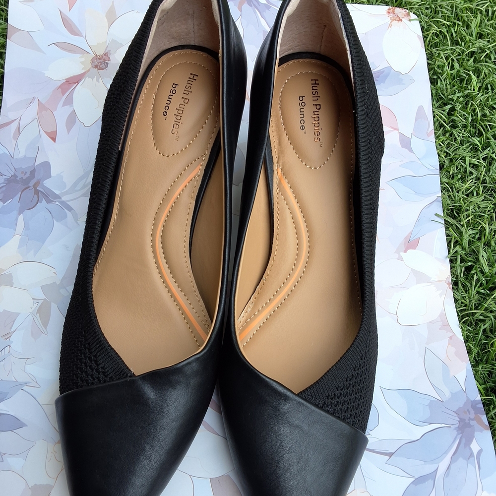 Hush Puppies Gilly Pump Black Knit Pointed Toe Kitten Heel Size 8 NEW